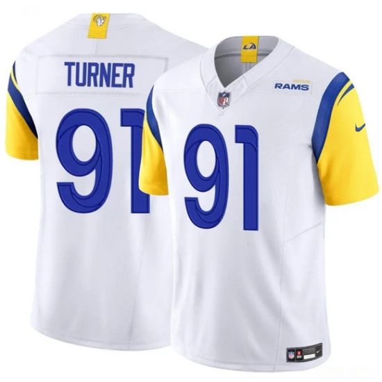 Men's Los Angeles Rams #91 Kobie Turner White 2025 F.U.S.E. Vapor Untouchable Football Stitched Jersey - Ujersey