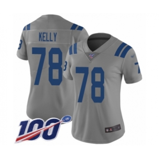Women's Indianapolis Colts #78 Ryan Kelly Limited Gray Inverted Legend 100th Season Football Jersey - Ujersey