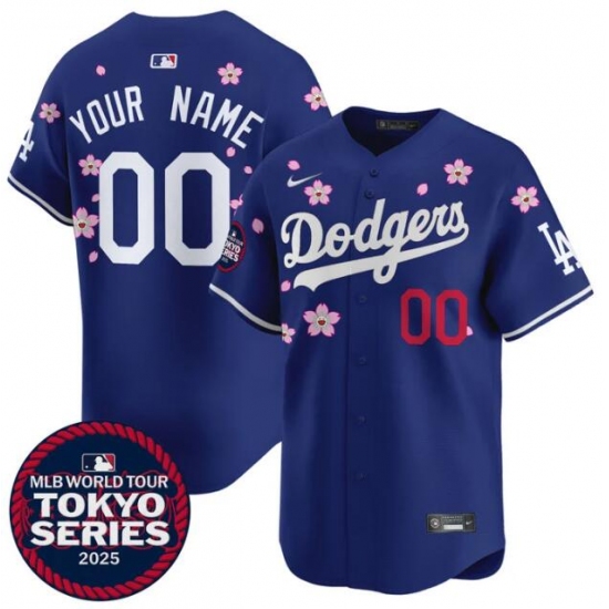 Men's Los Angeles Dodgers Active Player Custom Royal 2025 Tokyo Series Limited Stitched Baseball Jersey - Ujersey