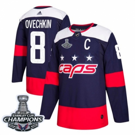 Men's Adidas Washington Capitals #8 Alex Ovechkin Authentic Navy Blue 2018 Stadium Series 2018 Stanley Cup Final Champions NHL Jersey - Ujersey