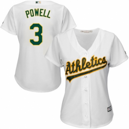 Women's Majestic Oakland Athletics #3 Boog Powell Replica White Home Cool Base MLB Jersey - Ujersey