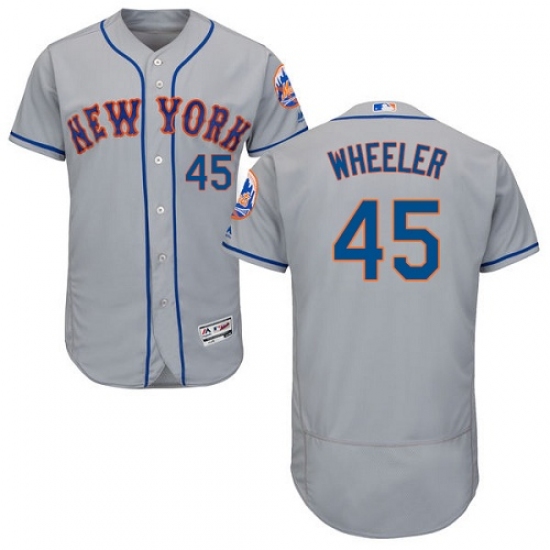 Men's Majestic New York Mets #45 Zack Wheeler Grey Road Flex Base Authentic Collection MLB Jersey - Ujersey