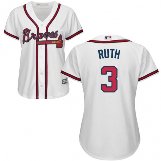 Women's Majestic Atlanta Braves #3 Babe Ruth Authentic White Home Cool Base MLB Jersey - Ujersey