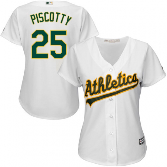 Women's Majestic Oakland Athletics #25 Stephen Piscotty Replica White Home Cool Base MLB Jersey - Ujersey