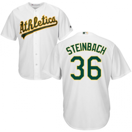 Youth Majestic Oakland Athletics #36 Terry Steinbach Replica White Home Cool Base MLB Jersey - Ujersey