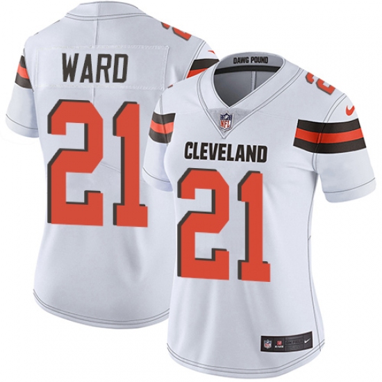Women's Nike Cleveland Browns #21 Denzel Ward White Vapor Untouchable Limited Player NFL Jersey - Ujersey