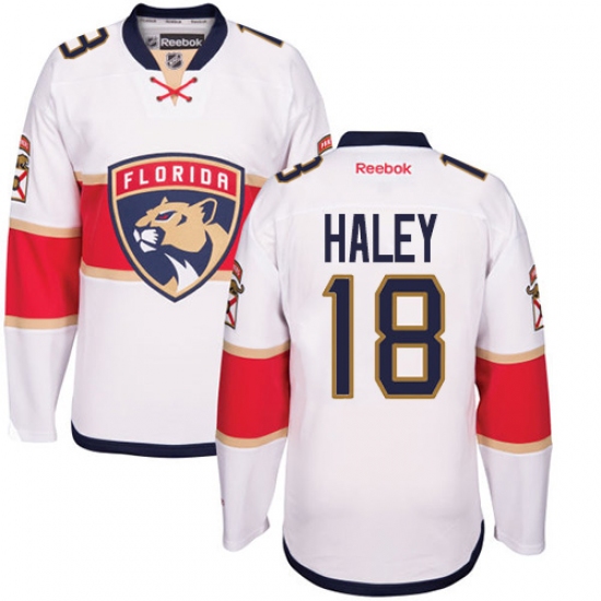Men's Reebok Florida Panthers #18 Micheal Haley Authentic White Away NHL Jersey - Ujersey