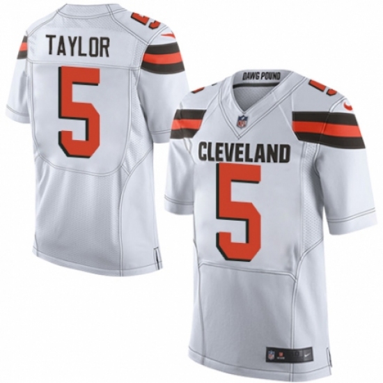 Men's Nike Cleveland Browns #5 Tyrod Taylor Elite White NFL Jersey - Ujersey