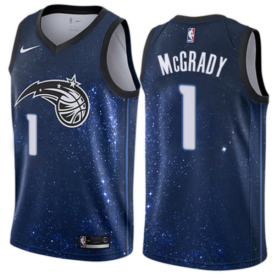 Men's Nike Orlando Magic #1 Tracy Mcgrady Authentic Blue NBA Jersey - City Edition - Ujersey