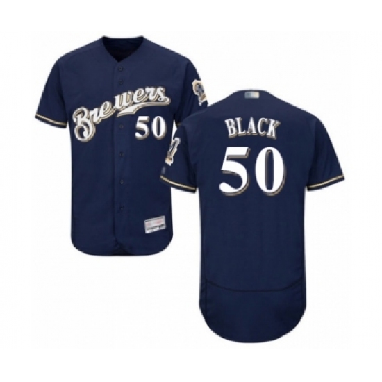 Men's Milwaukee Brewers #50 Ray Black Navy Blue Alternate Flex Base Authentic Collection Baseball Player Jersey - Ujersey