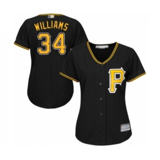 Women's Pittsburgh Pirates #34 Trevor Williams Authentic Black Alternate Cool Base Baseball Player Jersey - Ujersey