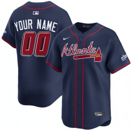 Men's Atlanta Braves Active Player Custom Navy 2025 Speedway Classic Alternate Limited Stitched Baseball Jersey - Ujersey