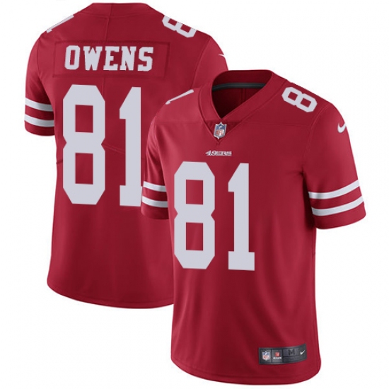 Men's Nike San Francisco 49ers #81 Terrell Owens Red Team Color Vapor Untouchable Limited Player NFL Jersey - Ujersey