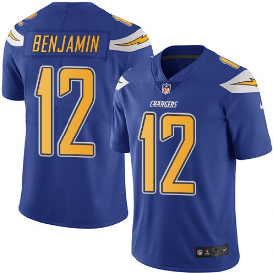 Men's Nike Los Angeles Chargers #12 Travis Benjamin Elite Electric Blue Rush Vapor Untouchable NFL Jersey - Ujersey