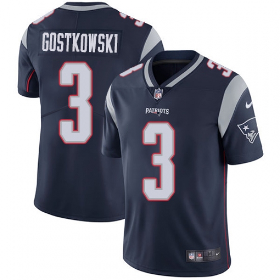 Youth Nike New England Patriots #3 Stephen Gostkowski Navy Blue Team Color Vapor Untouchable Limited Player NFL Jersey - Ujersey
