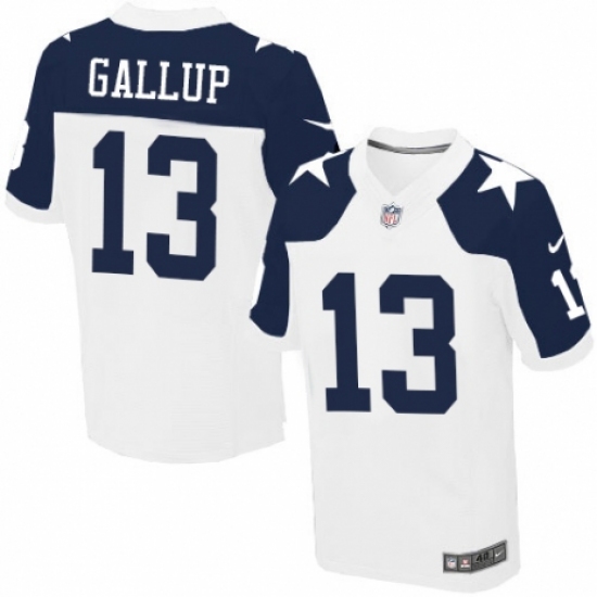 Men's Nike Dallas Cowboys #13 Michael Gallup Elite White Throwback Alternate NFL Jersey - Ujersey