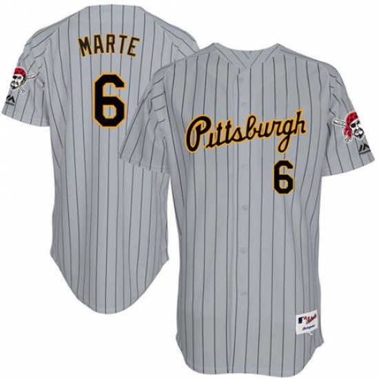 Men's Majestic Pittsburgh Pirates #6 Starling Marte Replica Grey 1997 Turn Back The Clock MLB Jersey - Ujersey