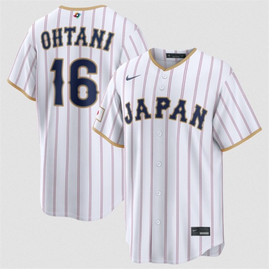 Men's Japan Baseball #16 Shohei Ohtani White 2026 World Baseball Classic Home Stadium Stitched Jersey