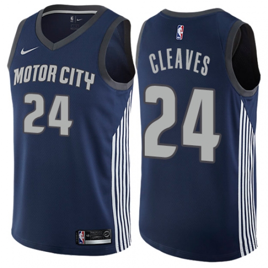 Men's Nike Detroit Pistons #24 Mateen Cleaves Swingman Navy Blue NBA Jersey - City Edition - Ujersey