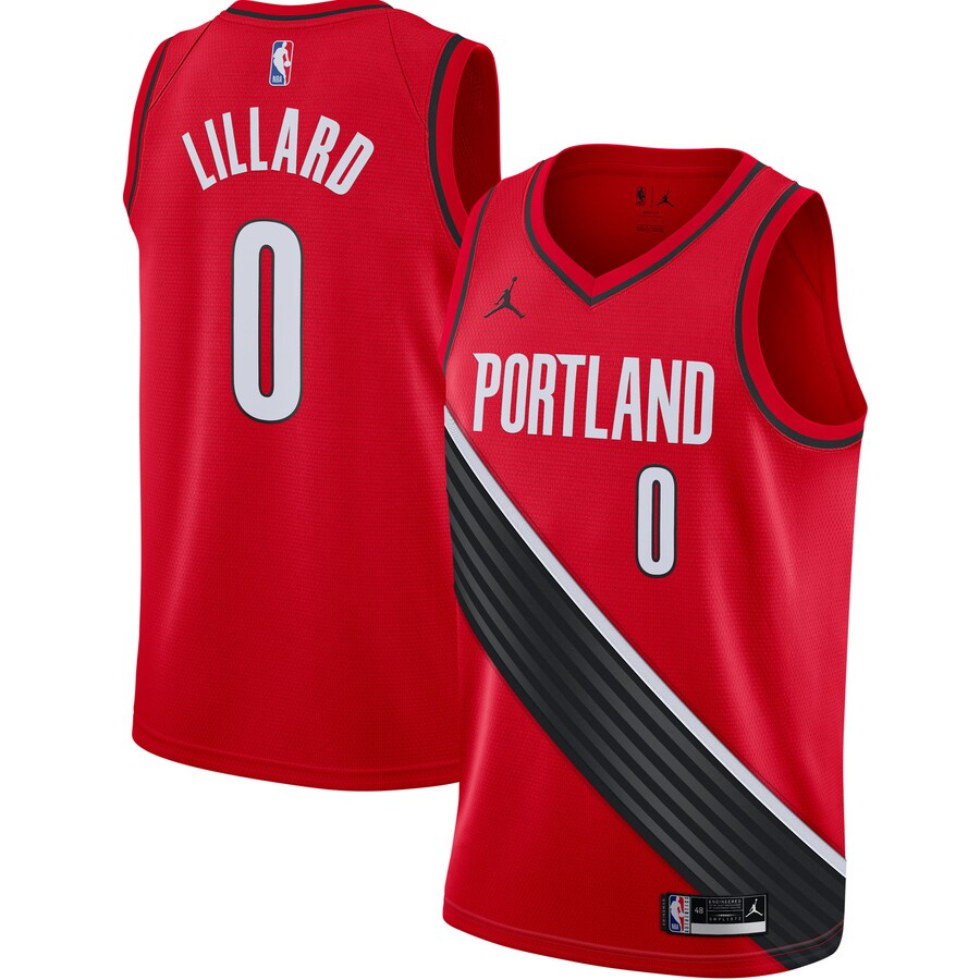 Men's Portland Trail Blazers Damian Lillard Jordan Brand Red 2020/21 Swingman Jersey - Statement Edition - Ujersey NHL