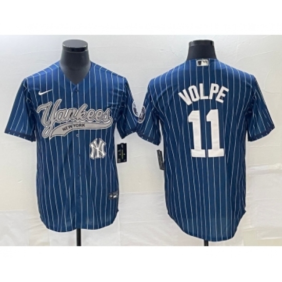 Men's New York Yankees #11 Anthony Volpe Navy Cool Base Stitched Baseball Jersey - Ujersey