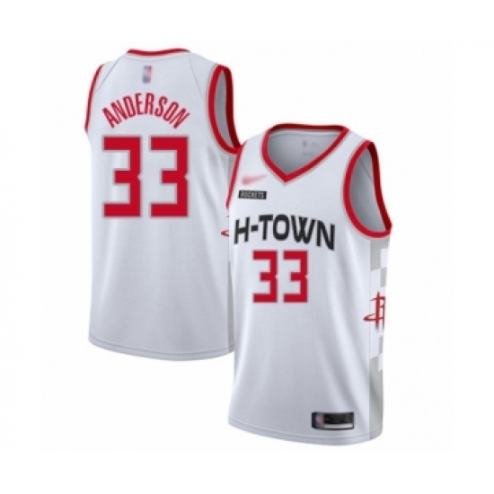 Men's Houston Rockets #33 Ryan Anderson Swingman White Basketball Jersey - 2019 20 City Edition - Ujersey