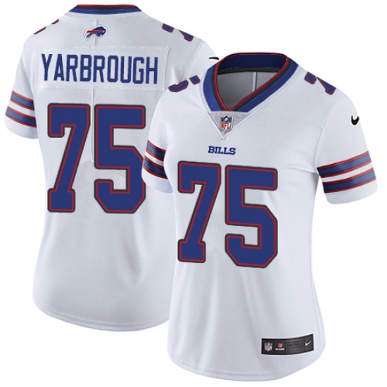 Women's Nike Buffalo Bills #75 Eddie Yarbrough White Vapor Untouchable Limited Player NFL Jersey - Ujersey