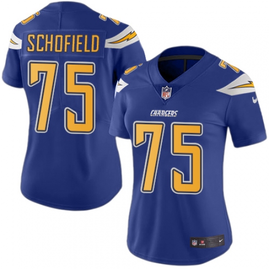 Women's Nike Los Angeles Chargers #75 Michael Schofield Limited Electric Blue Rush Vapor Untouchable NFL Jersey - Ujersey