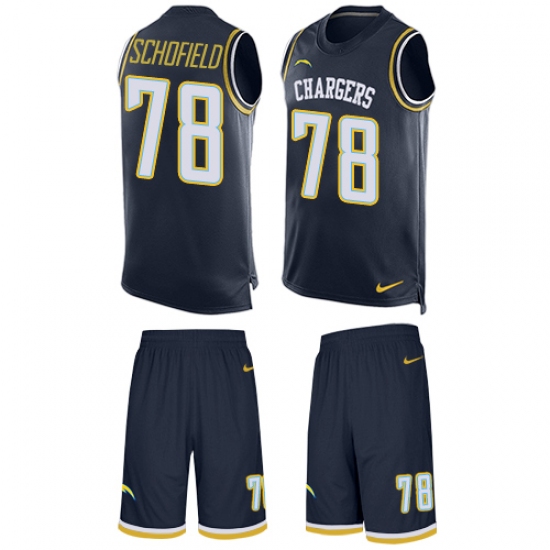 Men's Nike Los Angeles Chargers #78 Michael Schofield Limited Navy Blue Tank Top Suit NFL Jersey - Ujersey