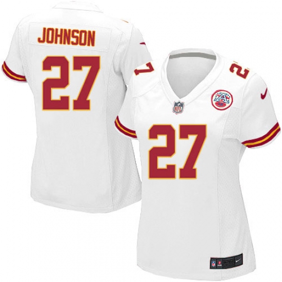Women's Nike Kansas City Chiefs #27 Larry Johnson Game White NFL Jersey - Ujersey