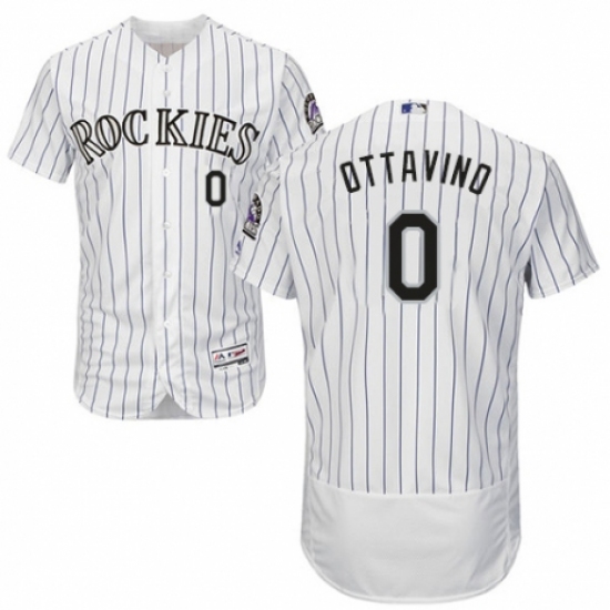 Men's Majestic Colorado Rockies #0 Adam Ottavino White Home Flex Base Authentic Collection MLB Jersey