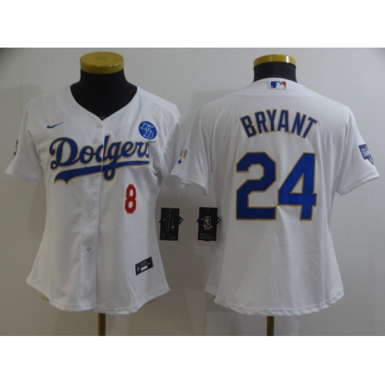 Women's Nike Los Angeles Dodgers #24 Kobe Bryant White Champions Authentic Jersey - Ujersey