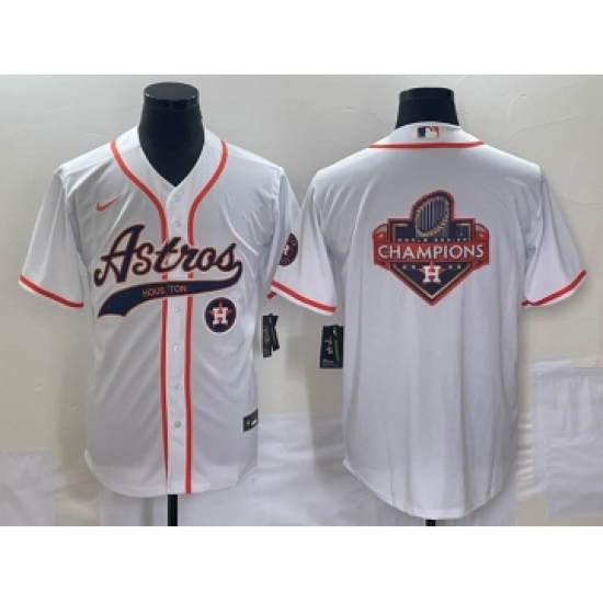 Men's Houston Astros White Team Big Logo Cool Base Stitched Baseball Jersey4 - Ujersey