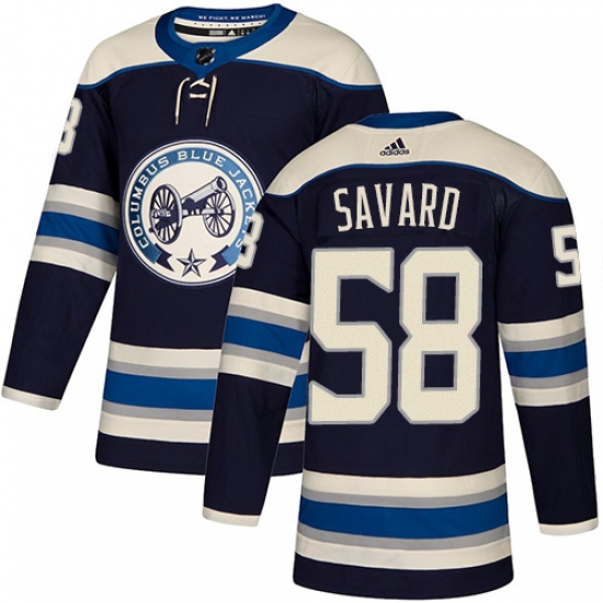 Men's Adidas Columbus Blue Jackets #58 David Savard Authentic Navy Blue Alternate NHL Jersey