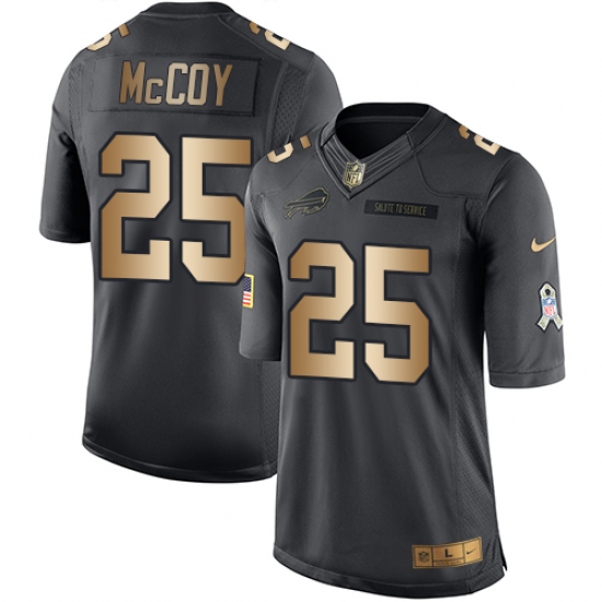 Men's Nike Buffalo Bills #25 LeSean McCoy Limited Black/Gold Salute to Service NFL Jersey - Ujersey