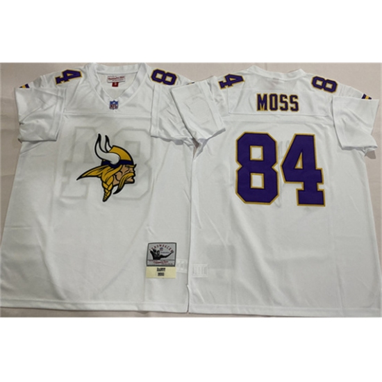 Men's Minnesota Vikings #84 Randy Moss White Throwback Football Stitched Jersey - Ujersey