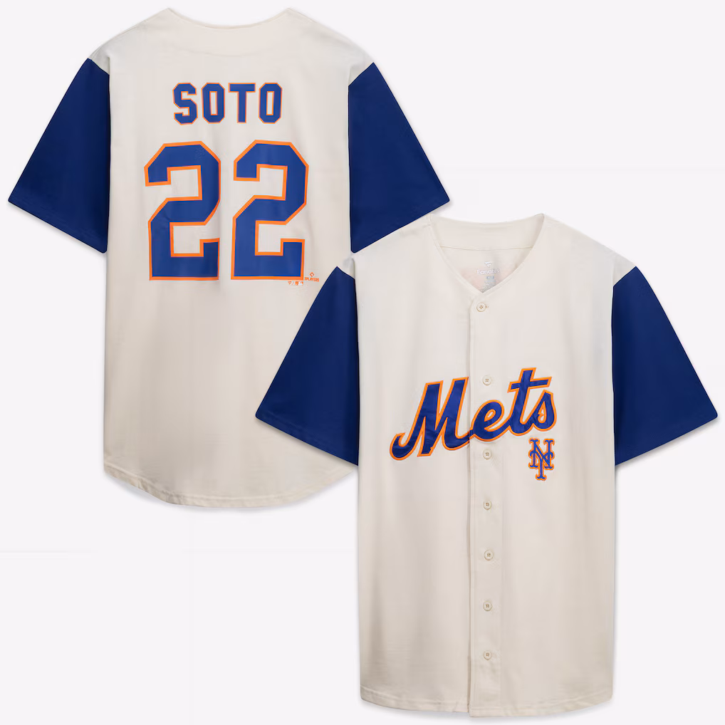 Men's New York Mets Profile Cream/Royal Big & Tall Two-Color Fashion Jersey - Ujersey Shop