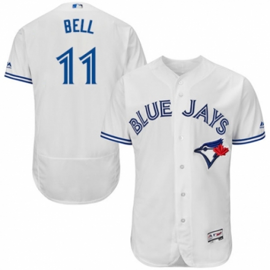 Men's Majestic Toronto Blue Jays #11 George Bell White Home Flex Base Authentic Collection MLB Jersey - Ujersey