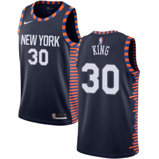 Men's Nike New York Knicks #30 Bernard King Swingman Navy Blue NBA Jersey - 2018 19 City Edition - Ujersey