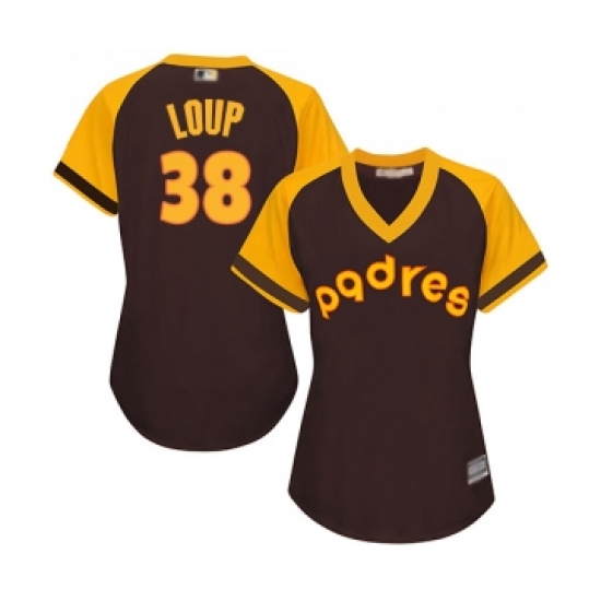 Women's San Diego Padres #38 Aaron Loup Replica Brown Alternate Cooperstown Cool Base Baseball Jersey - Ujersey