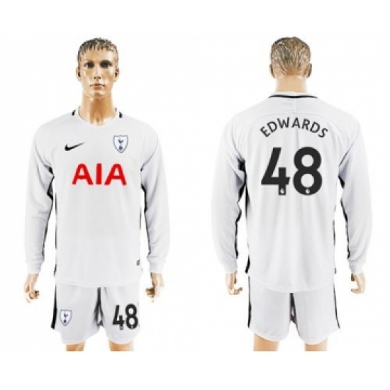 Tottenham Hotspur #48 Edwards Home Long Sleeves Soccer Club Jersey
