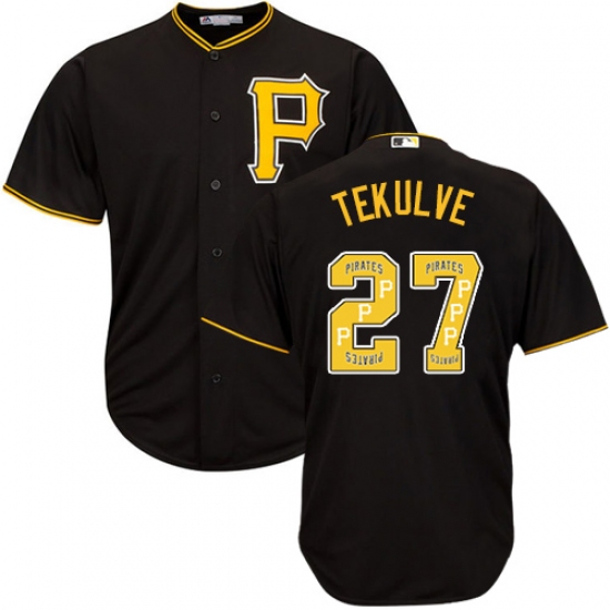 Men's Majestic Pittsburgh Pirates #27 Kent Tekulve Authentic Black Team Logo Fashion Cool Base MLB Jersey - Ujersey