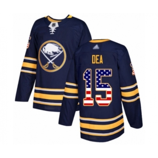 Men's Buffalo Sabres #15 Jean-Sebastien Dea Authentic Navy Blue USA Flag Fashion Hockey Jersey - Ujersey