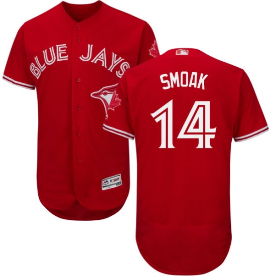 Men's Majestic Toronto Blue Jays #14 Justin Smoak Scarlet Flexbase Authentic Collection Alternate MLB Jersey - Ujersey