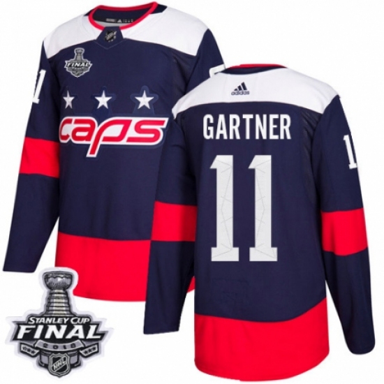 Men's Adidas Washington Capitals #11 Mike Gartner Authentic Navy Blue 2018 Stadium Series 2018 Stanley Cup Final NHL Jersey - Ujersey