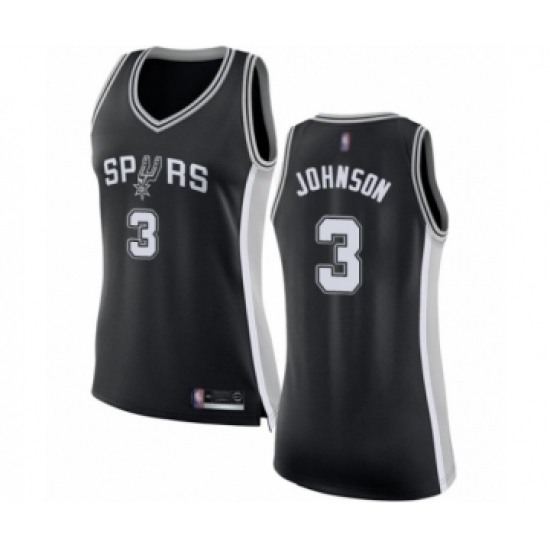 Women's San Antonio Spurs #3 Keldon Johnson Swingman Black Basketball Jersey - Icon Edition - Ujersey