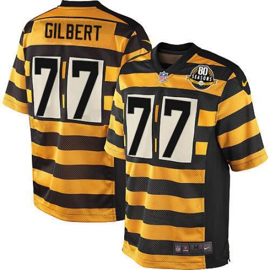 Youth Nike Pittsburgh Steelers #77 Marcus Gilbert Limited Yellow/Black Alternate 80TH Anniversary Throwback NFL Jersey - Ujersey