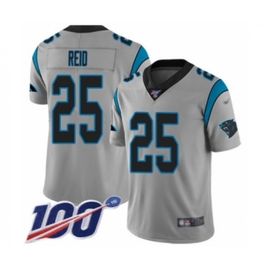 Youth Carolina Panthers #25 Eric Reid Silver Inverted Legend Limited 100th Season Football Jersey - Ujersey
