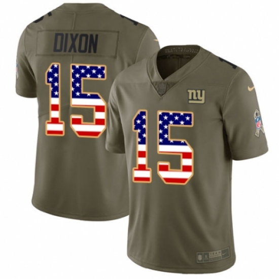 Men's Nike New York Giants #15 Riley Dixon Limited Olive USA Flag 2017 Salute to Service NFL Jersey - Ujersey