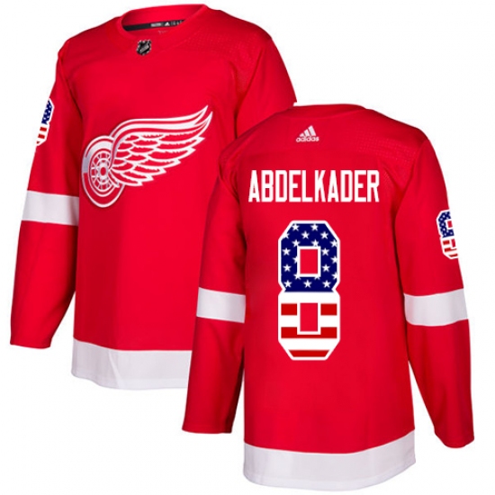 Youth Adidas Detroit Red Wings #8 Justin Abdelkader Authentic Red USA Flag Fashion NHL Jersey - Ujersey